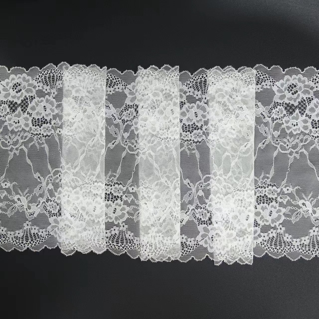 23cm High Quality White Voile Nylon Spandex Lace Fabric Flower Decoration Bridal Lace Trim for Women's Lingerie Accessories