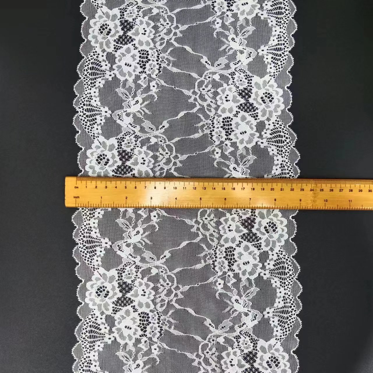 23cm High Quality White Voile Nylon Spandex Lace Fabric Flower Decoration Bridal Lace Trim for Women's Lingerie Accessories