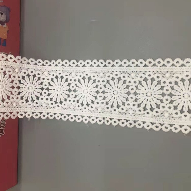 5CM wide white hollowed-out milk silk embroidery lace trim water soluble lace for decorative