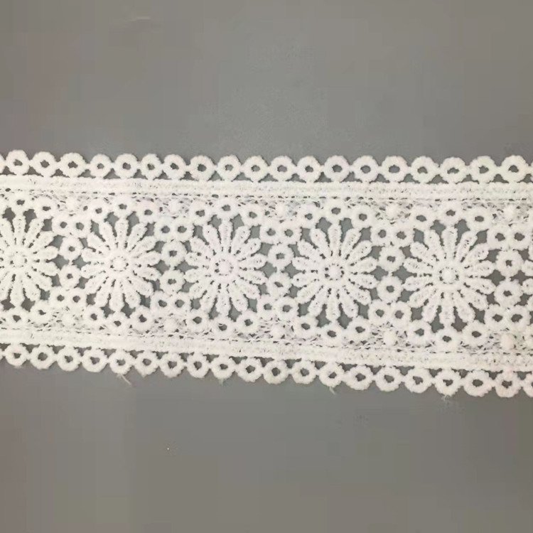 5CM wide white hollowed-out milk silk embroidery lace trim water soluble lace for decorative