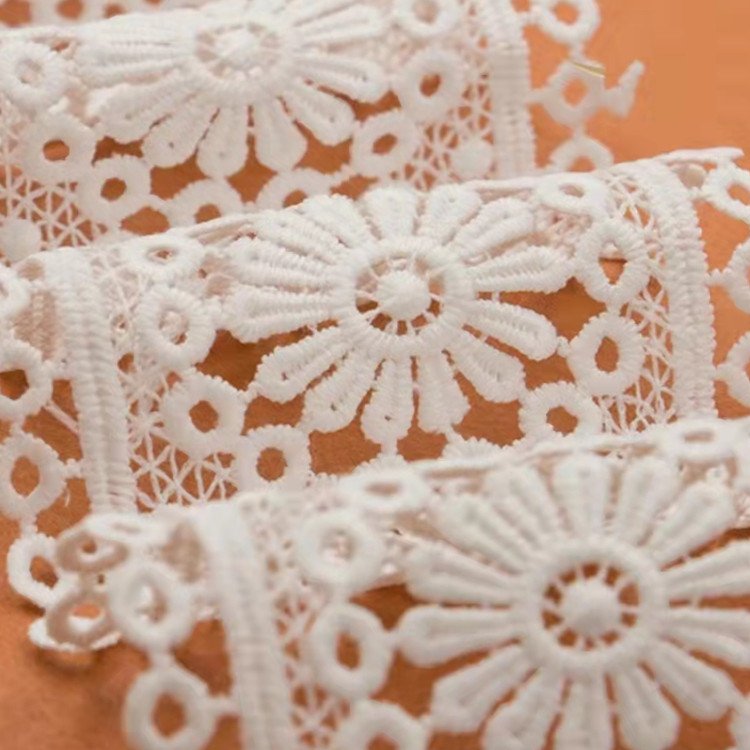 5CM wide white hollowed-out milk silk embroidery lace trim water soluble lace for decorative