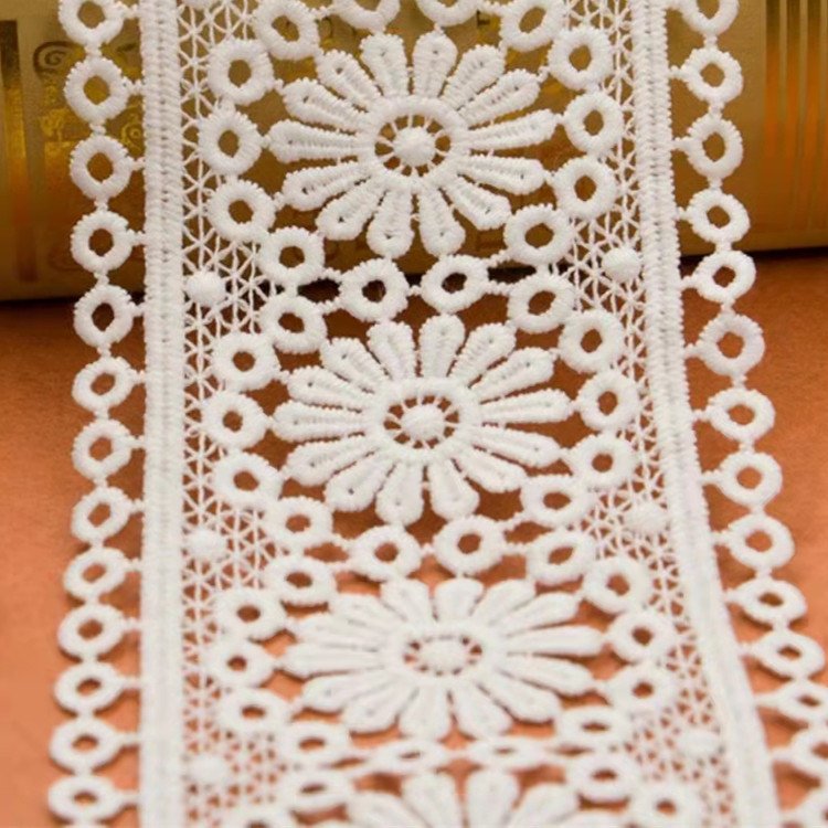 5CM wide white hollowed-out milk silk embroidery lace trim water soluble lace for decorative