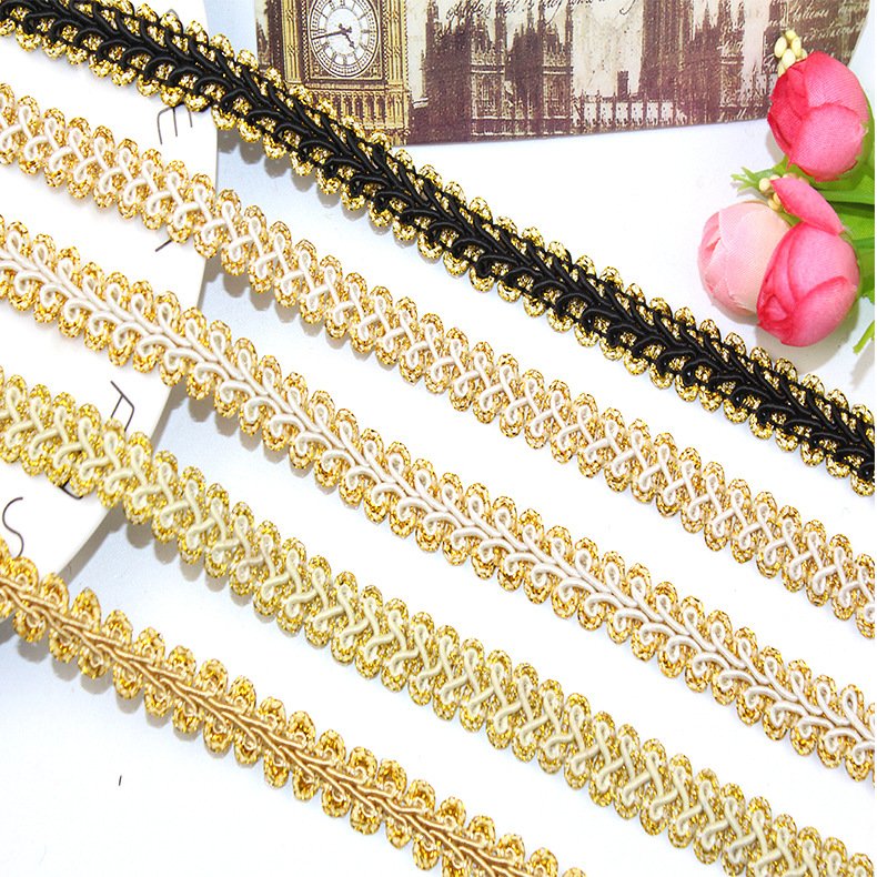 garment accessories colored ethnic clothes material sewing lace trims metallic upholstery webbing ribbon lace trimming