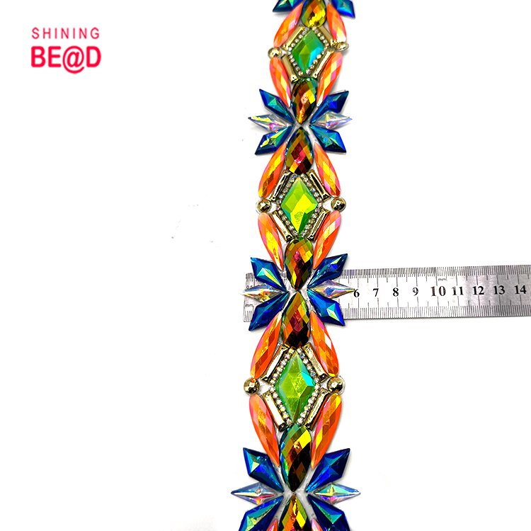 2024 China factory wholesale Custom factory hot AB rhinestones trim Carnival costume accessories in custom colorsCrystal Trims