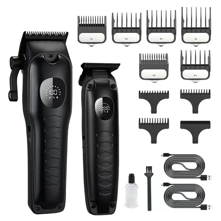 Newest USB Charging Electric Hair Trimmer Set Professional Salon Electric Cordless LCD Hair Cutting Machine Barber Hair Clipper