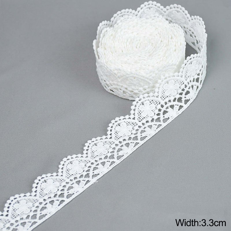 Wide White Cotton Lace Pleated Trim Hollow Embroidery Guipure 3d Lace Fabric Ribbon lace pleated ruffle trimming
