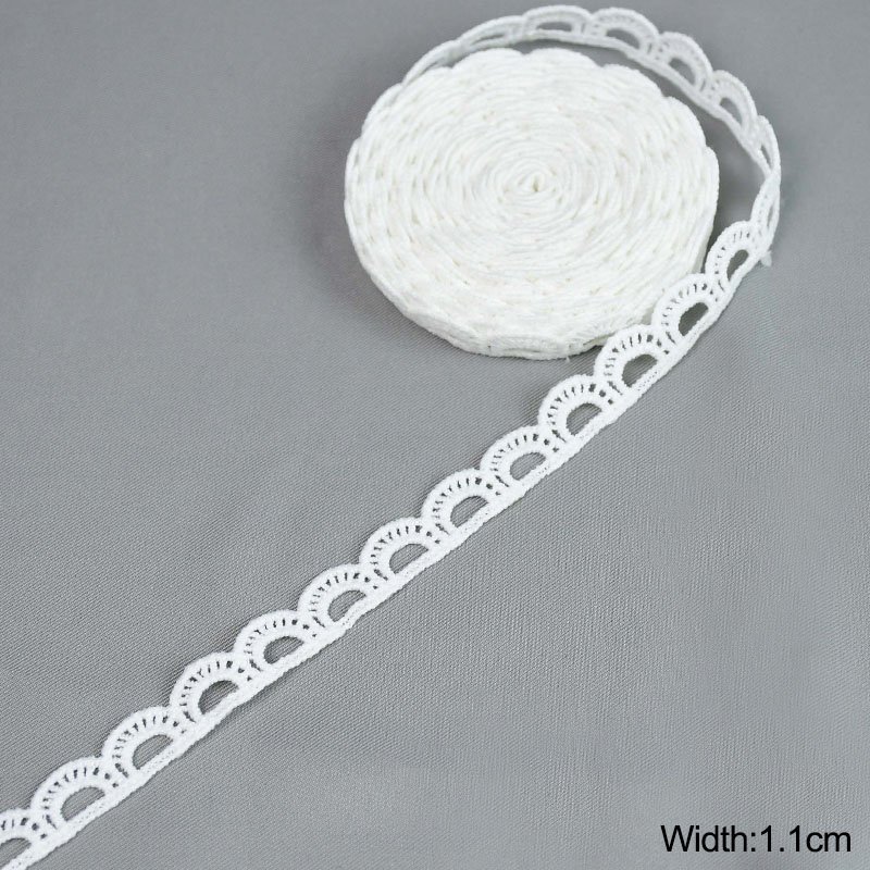 Wide White Cotton Lace Pleated Trim Hollow Embroidery Guipure 3d Lace Fabric Ribbon lace pleated ruffle trimming