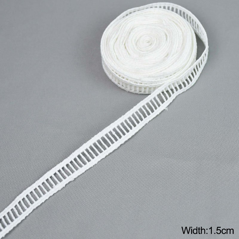 Wide White Cotton Lace Pleated Trim Hollow Embroidery Guipure 3d Lace Fabric Ribbon lace pleated ruffle trimming