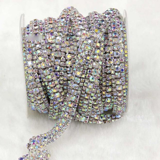 Popular Cyrstal Design Custom Rhinestone Trim Design Iron On Hot Fix Motif For Clothes