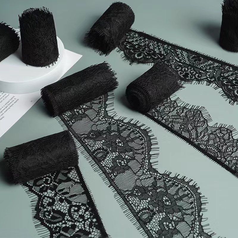 White Black Cotton Polyester Hollow Embroidery Lace Fabric Collar Neckline Cuffs Trim Garment DIY Sewing Applique Decor