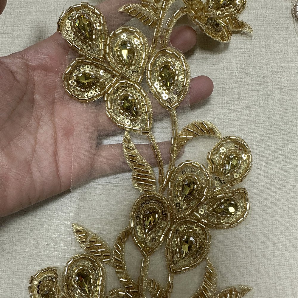 Beautiful braided sequined gold silver black DIY clothing sewing pearl beaded lace trims for clothes