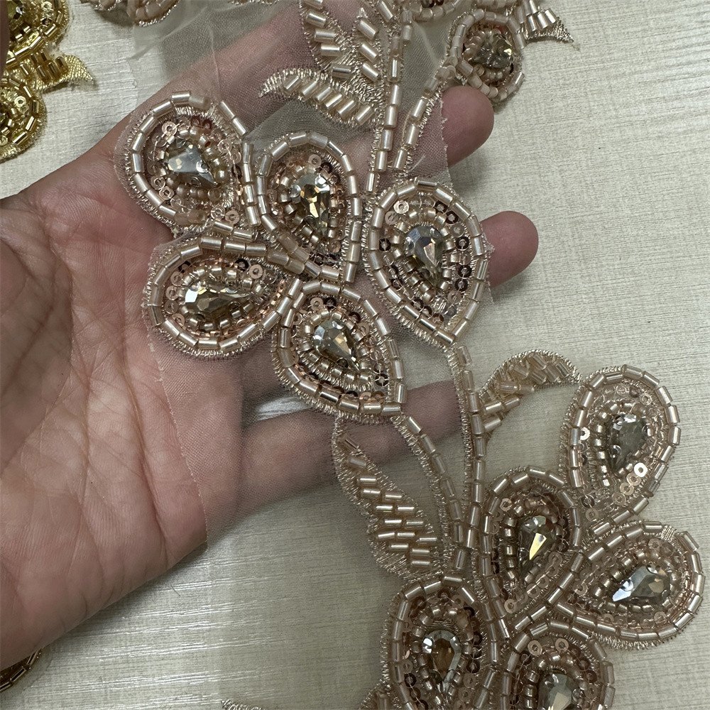 Beautiful braided sequined gold silver black DIY clothing sewing pearl beaded lace trims for clothes