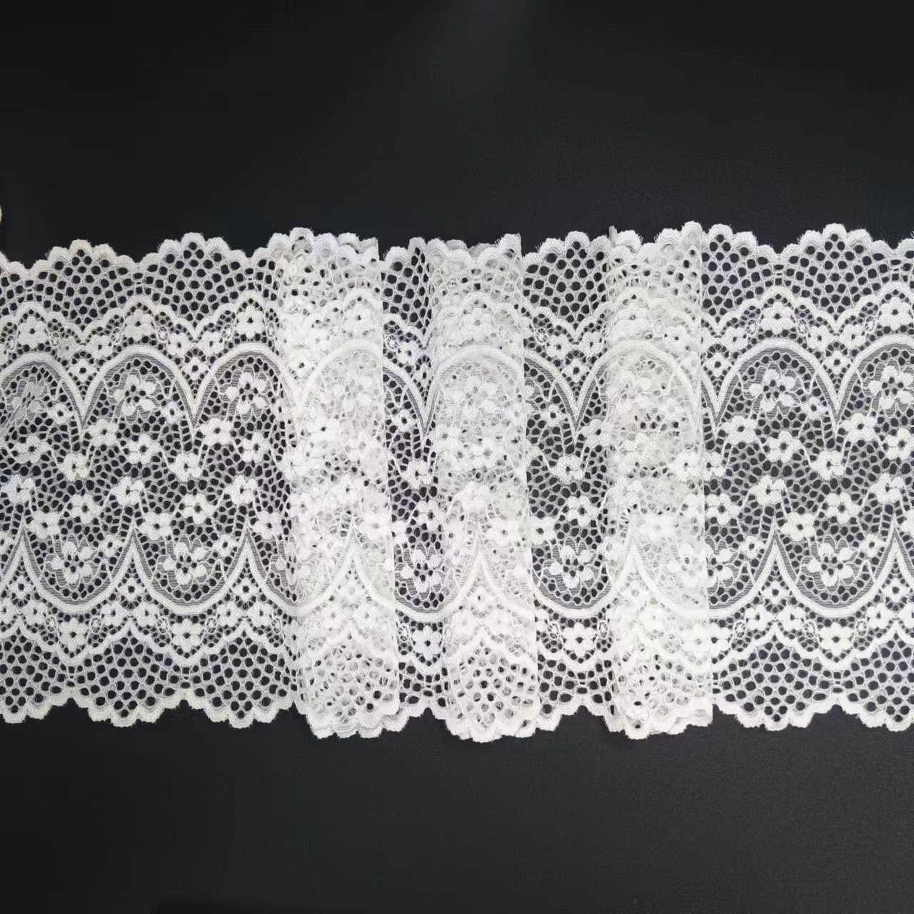 20 cm White Voile Nylon Spandex Floral Lace Trim Elastic Tulle with Charm for Bra Decorations and Lace Accessories