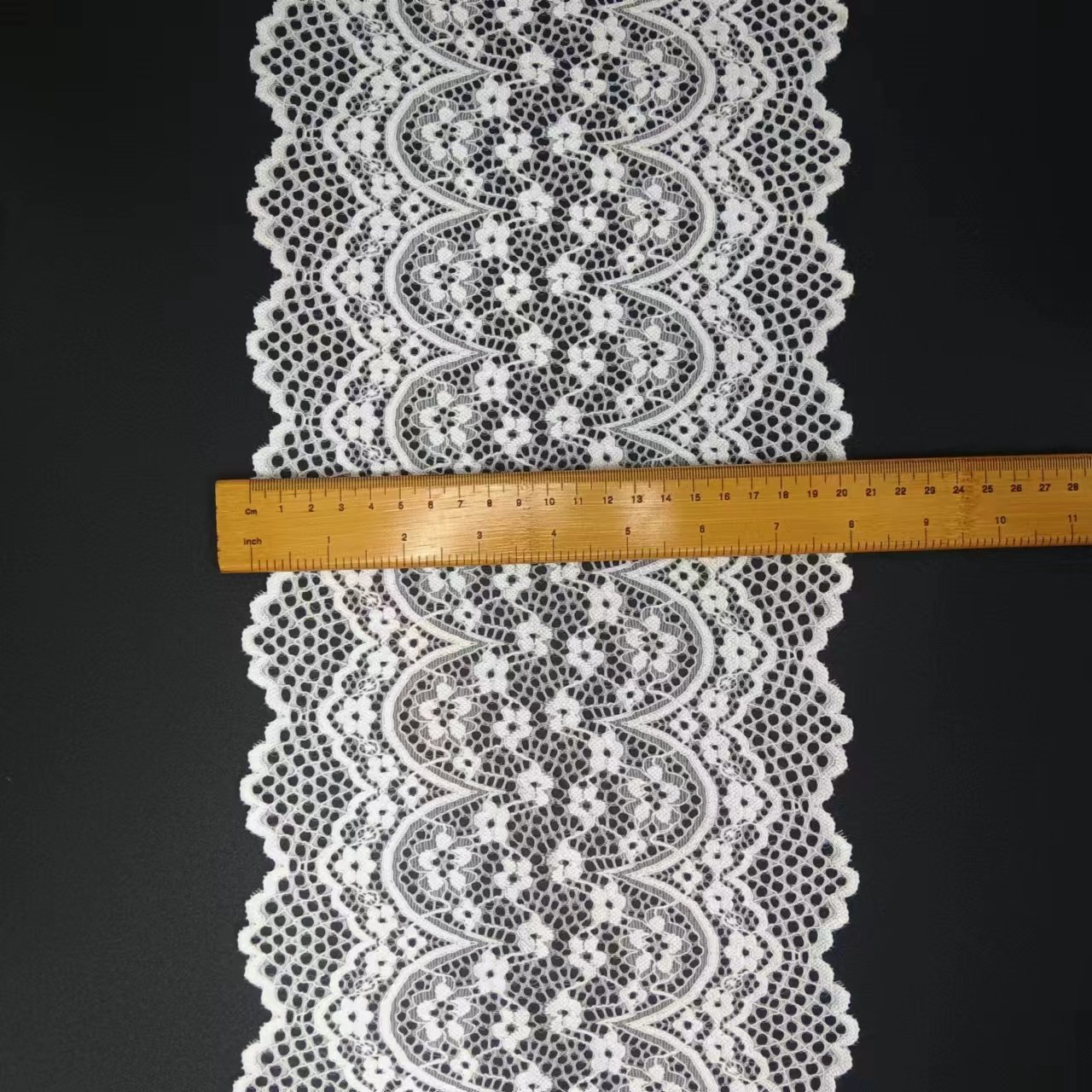 20 cm White Voile Nylon Spandex Floral Lace Trim Elastic Tulle with Charm for Bra Decorations and Lace Accessories