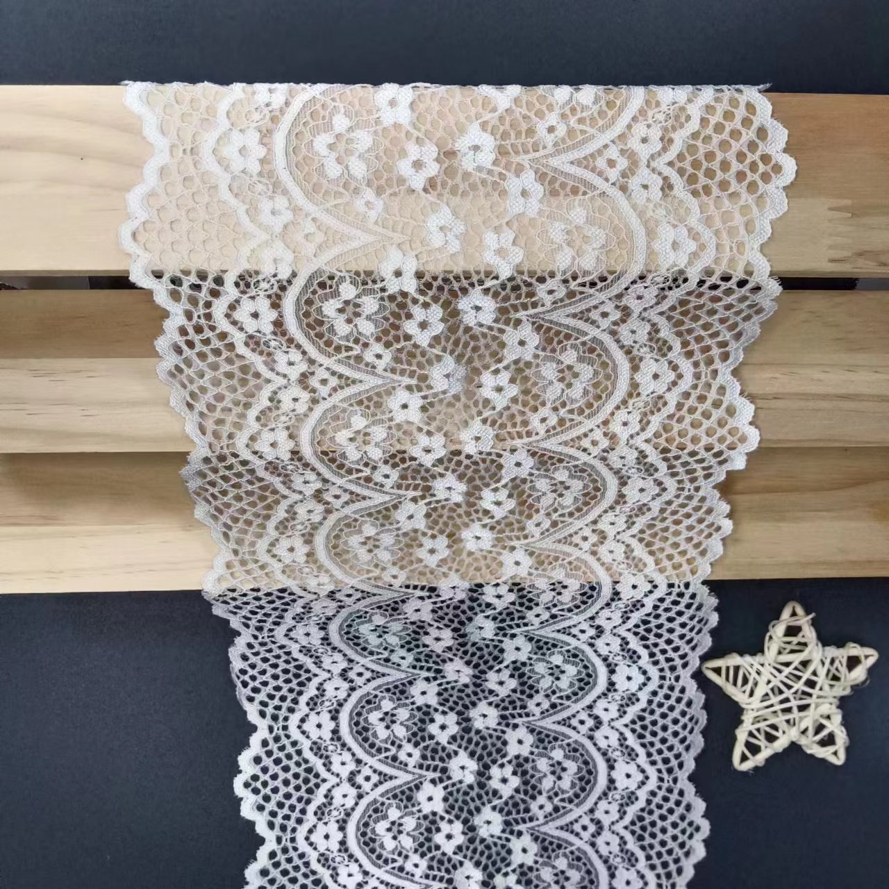 20 cm White Voile Nylon Spandex Floral Lace Trim Elastic Tulle with Charm for Bra Decorations and Lace Accessories
