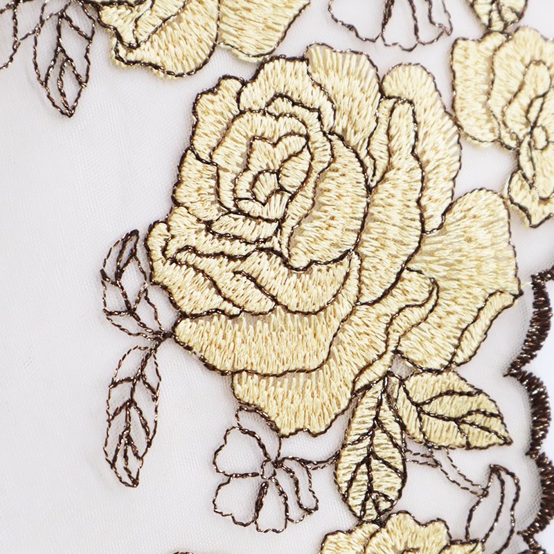 Gorgeous gold embroidered thread with lace embroidery for underwear lace trim