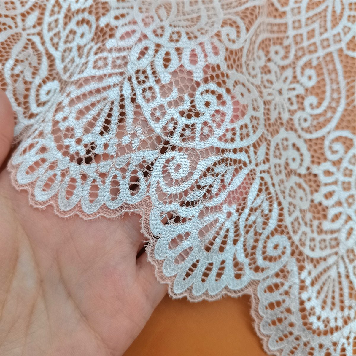 Nylon Spandex Jacquard Stretch Lace Fabric High Quality Two-Tone/Two-Color Elastic Lace Trim Fashionable Bridal Stock Flower