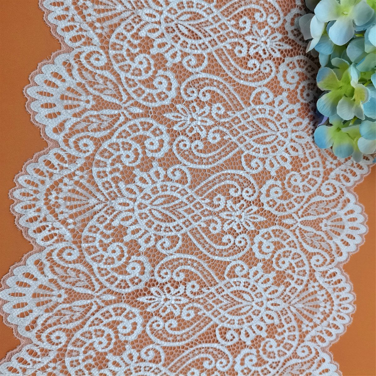 Nylon Spandex Jacquard Stretch Lace Fabric High Quality Two-Tone/Two-Color Elastic Lace Trim Fashionable Bridal Stock Flower