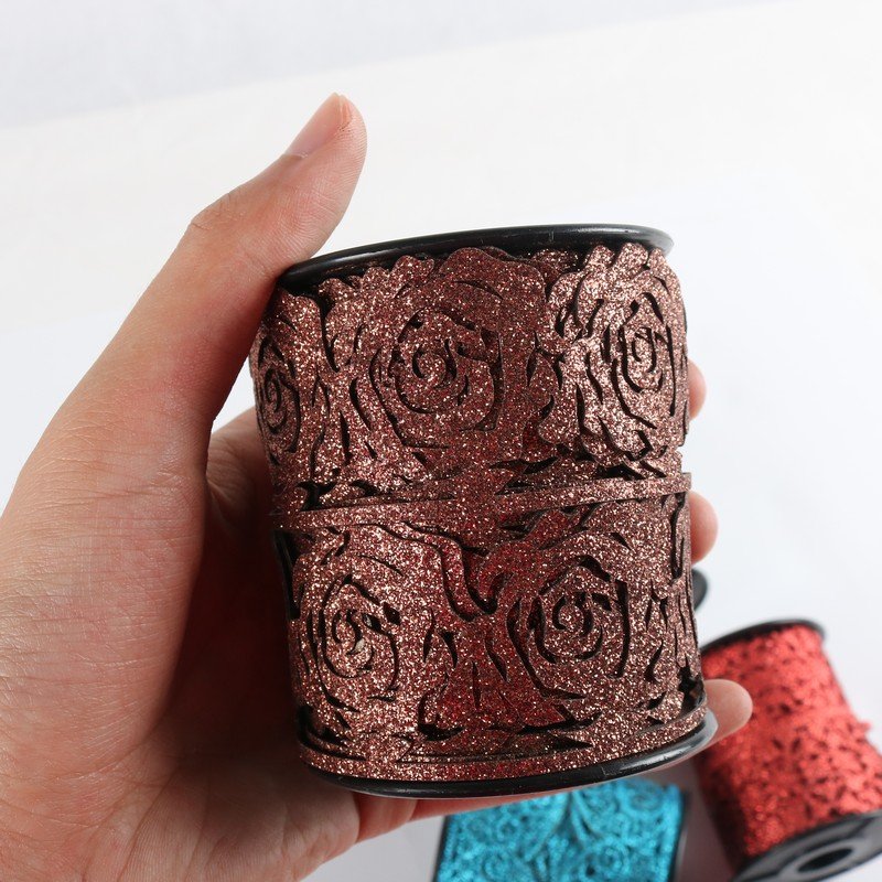 glitter PU iron on lace dokoh border lace trim trimmings caftan HotFix dokoh patch lines tape strip for clothing, arab dress