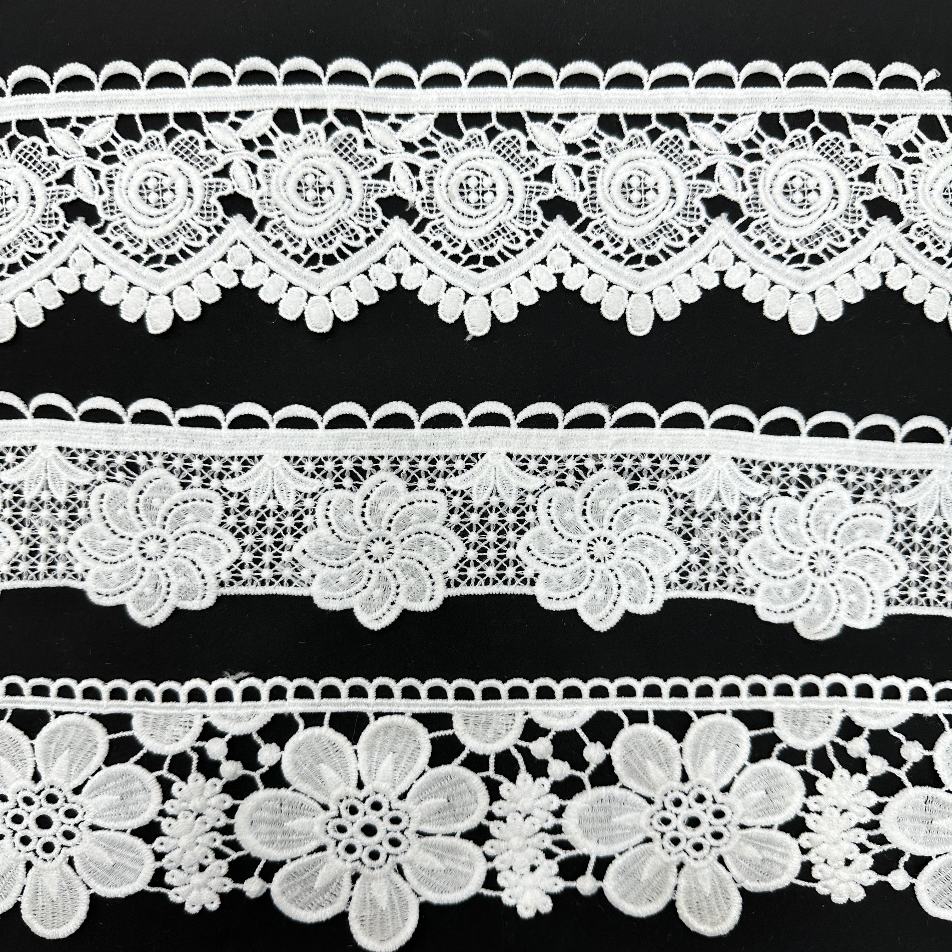 Free Samples Wholesale Hot Sale Embroidery Renda White Hollow Lace Fabric Trim For Wedding