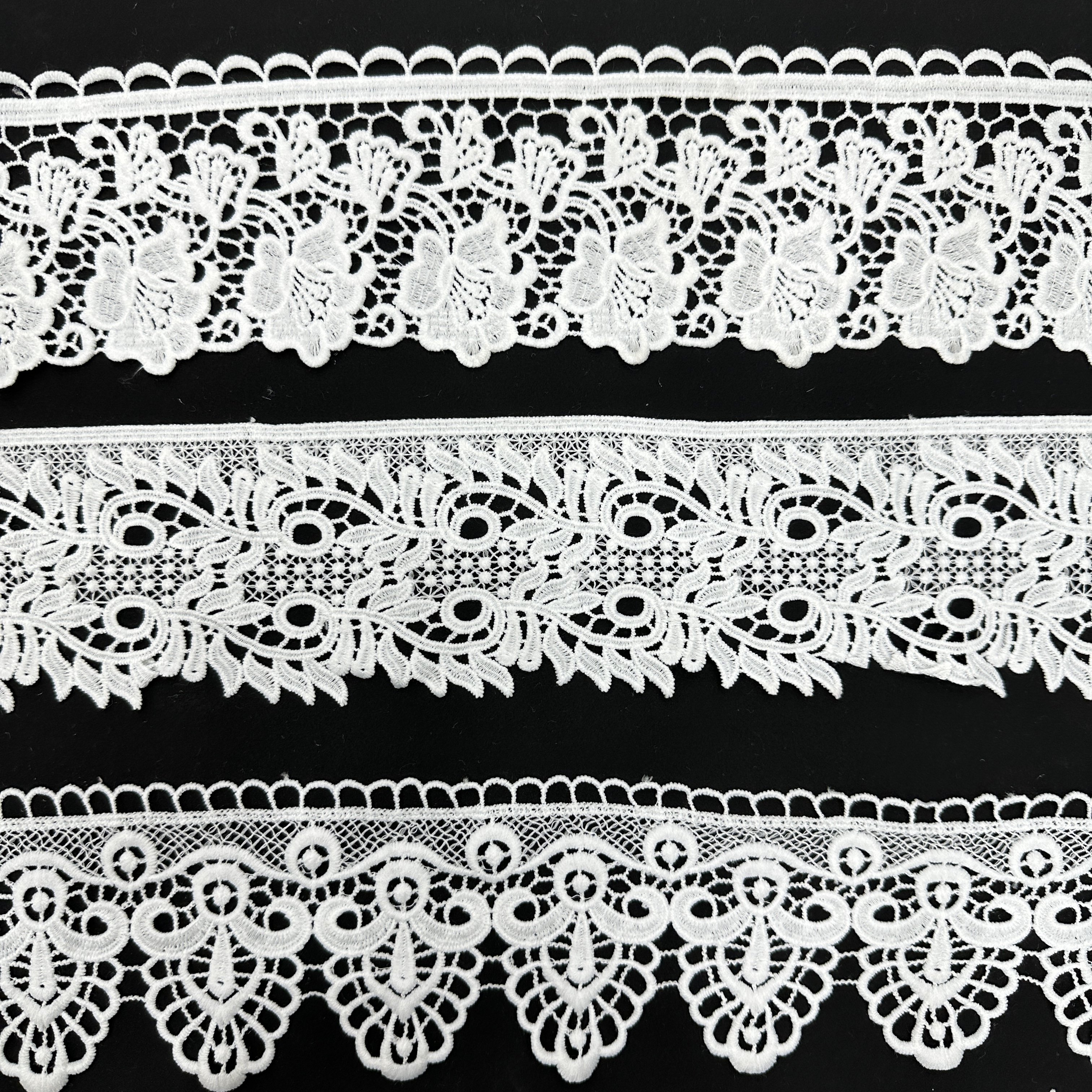 Free Samples Wholesale Hot Sale Embroidery Renda White Hollow Lace Fabric Trim For Wedding