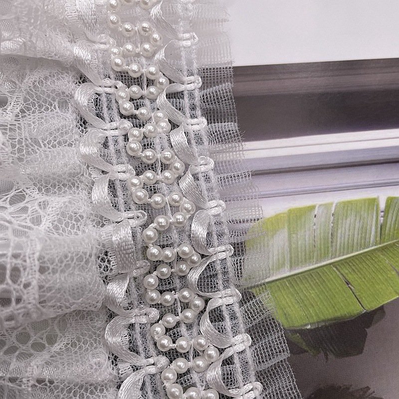 Bridal Wedding Pleated Organza Carnival Curtain Decorative Haberdashery Trimmings Pearl French Lace Trim Embroidery For Dress