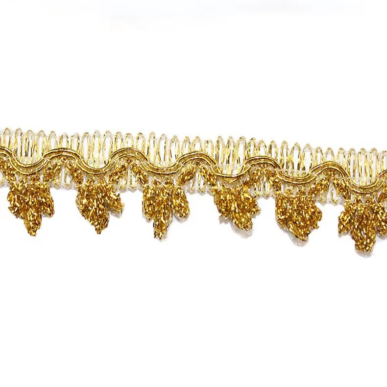 Customized New Design DIY Clothing Sewing Gold Braided Sequined Lace Trimming