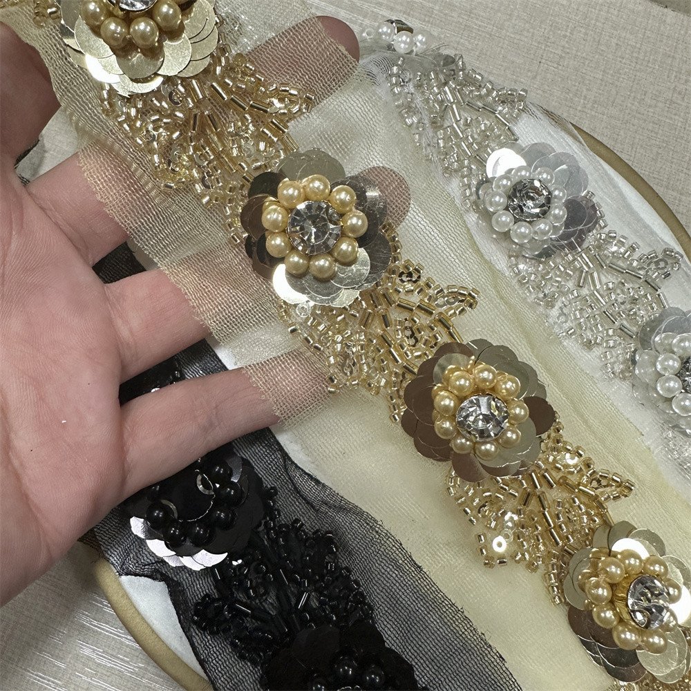 New Fasion Bridal beaded rhinestones trim decorative pearl chain crystal For wedding decoration
