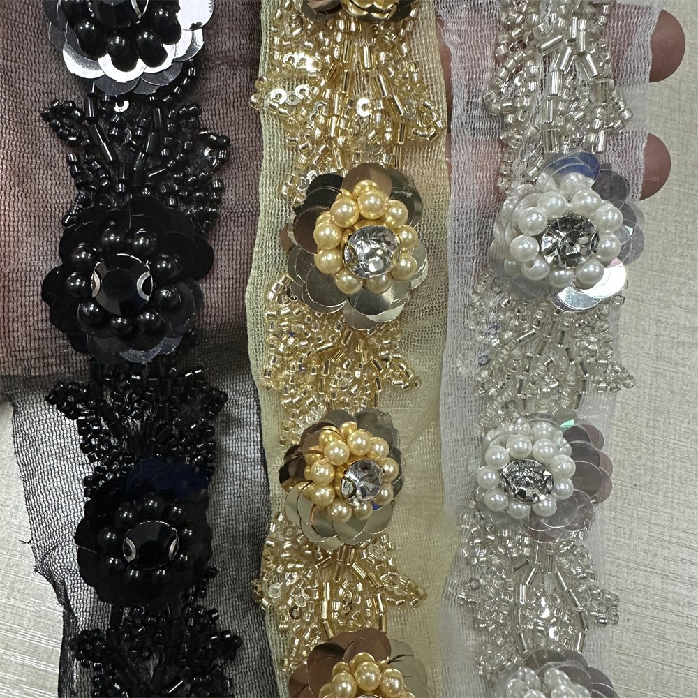New Fasion Bridal beaded rhinestones trim decorative pearl chain crystal For wedding decoration
