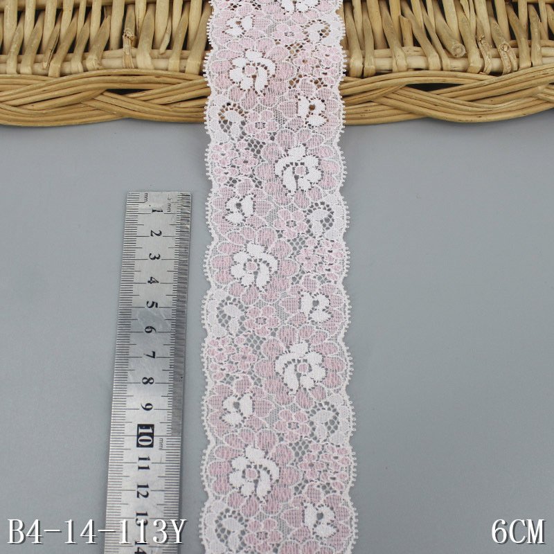 Spot Black Pink 6CM Fine Flower Sapndex Mesh Stretch Lace Trim Elastic Ribbon Lace Fabrics For Women Ornament