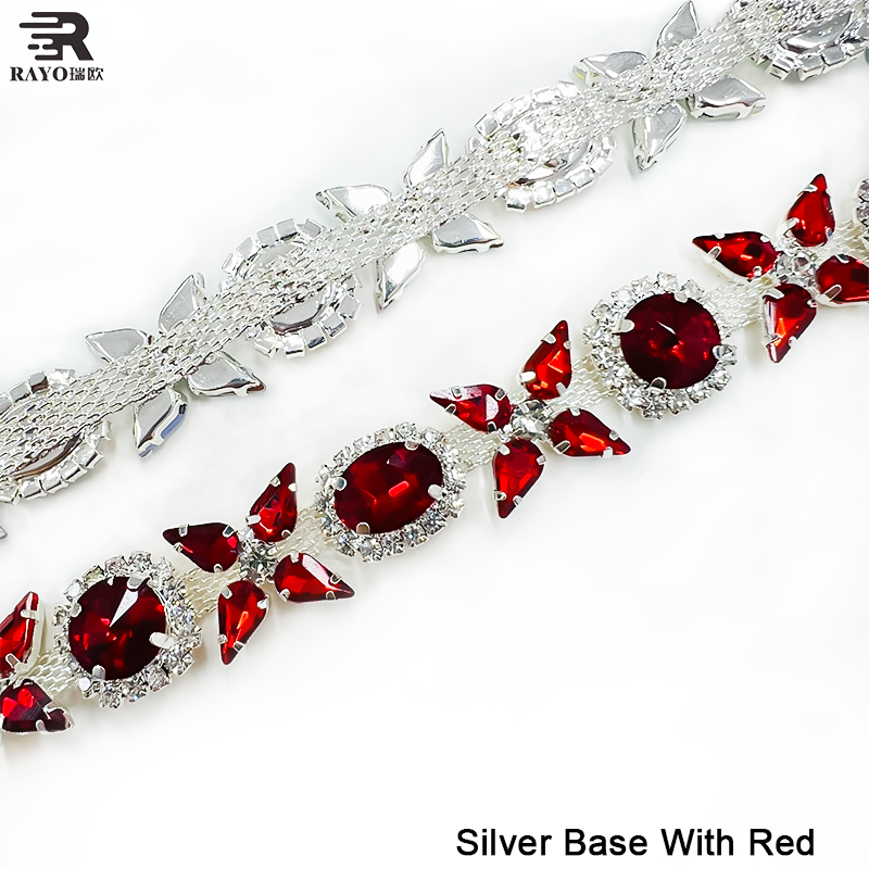 RAYO New Design Fancy Cup Chain Trimming for Dance Performance Wear Special Trim with Colorful rhinestone
