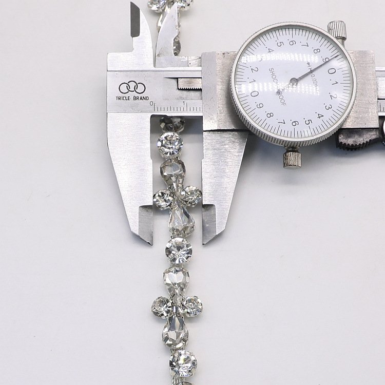 JFRC033 Fashion Glass Cross Rhinestone Chain Teardrop Crystal Diamond Trim Applique sew on Dress Belt Necklace Diy Clothes Acces