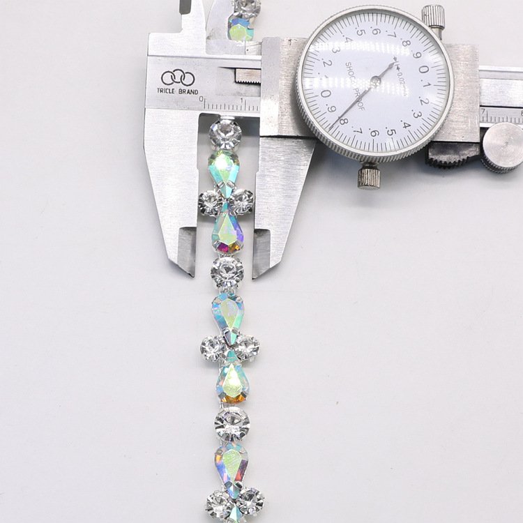 JFRC033 Fashion Glass Cross Rhinestone Chain Teardrop Crystal Diamond Trim Applique sew on Dress Belt Necklace Diy Clothes Acces