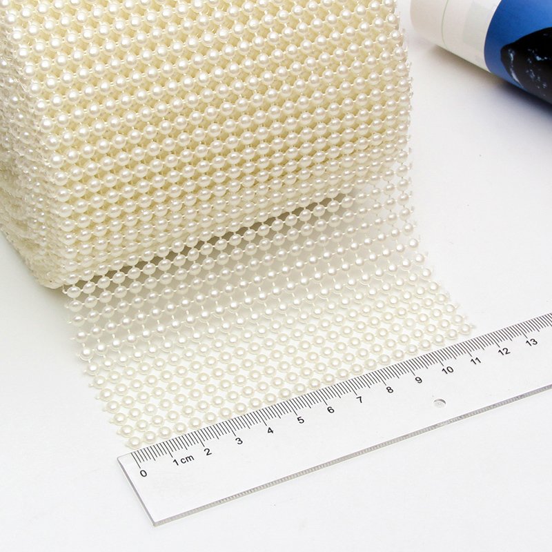 Wholesale 24 Rows Pearl Beads Chain Plastic Round Pearls Applique String Trim For Wedding Party Decorative Clothes Decoration