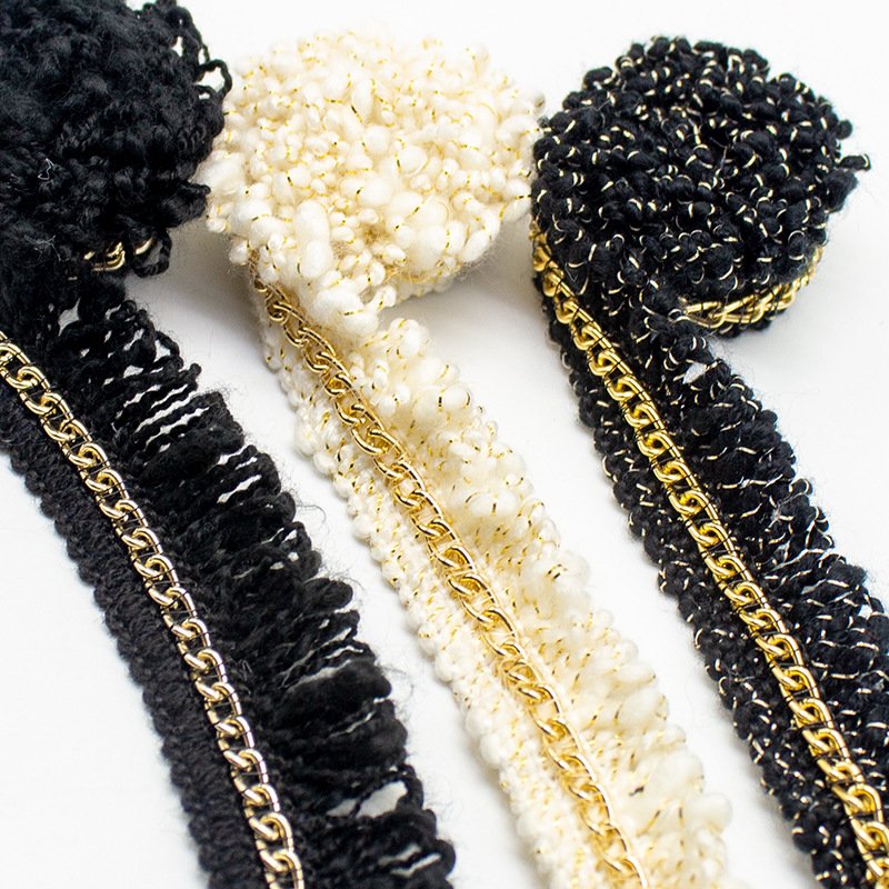 EthnicStyle Chain fringe lace clothing bags Gold Metal Chain Tassel Ribbon Trim