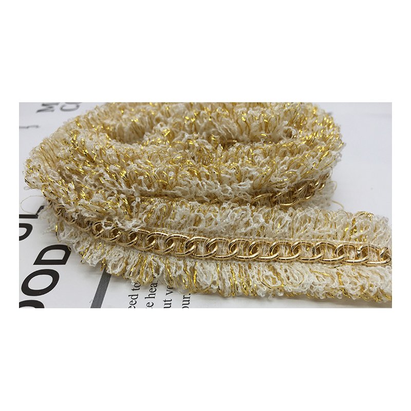 EthnicStyle Chain fringe lace clothing bags Gold Metal Chain Tassel Ribbon Trim