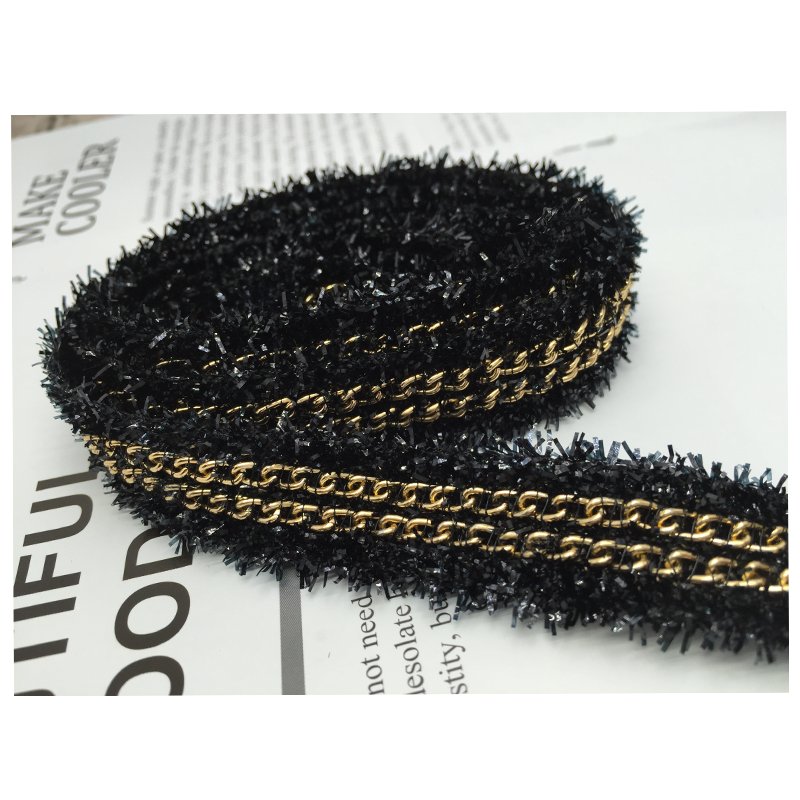 EthnicStyle Chain fringe lace clothing bags Gold Metal Chain Tassel Ribbon Trim