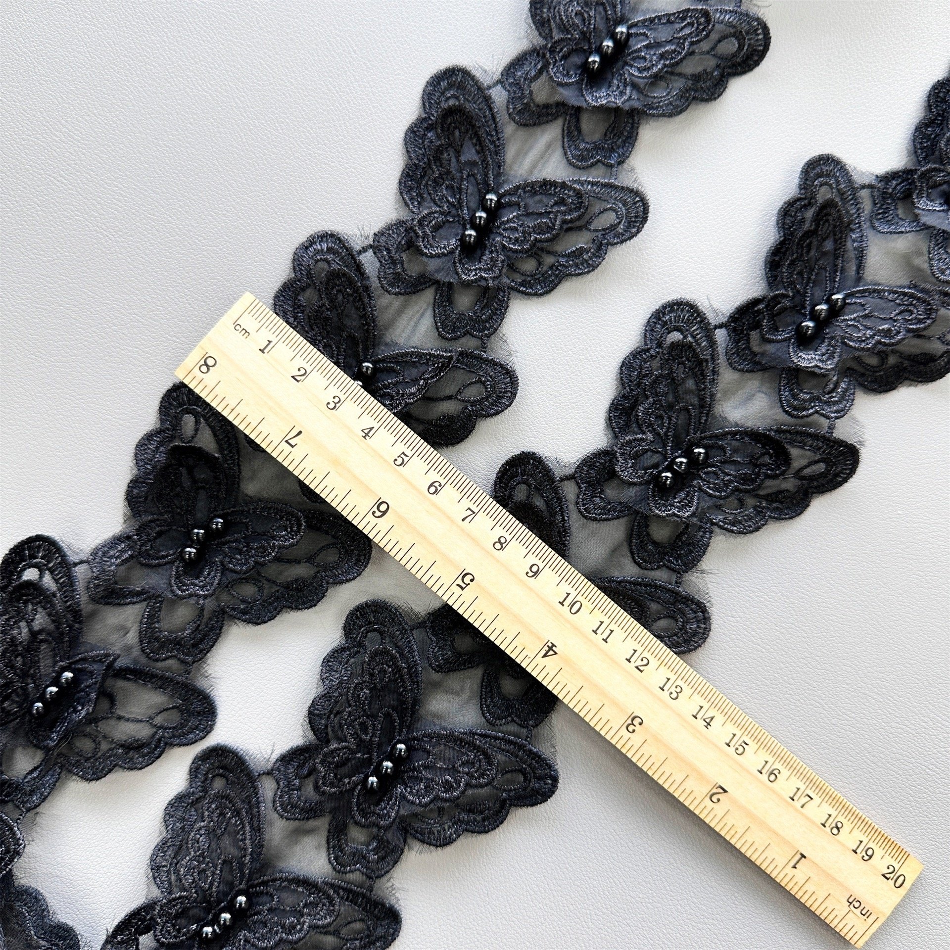 Lace double-layered, butterfly, beaded lace, delicate organza embroidery, skirt trim, trims, applique barcode