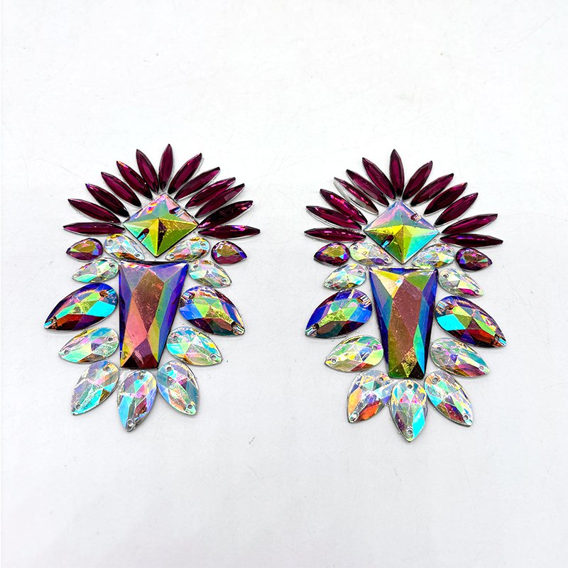 Carnival DIY Iron-On Shiny Resin Gem Trimming Chain Hot Fix Rhinestone Applique Patches For Costumes Accessories