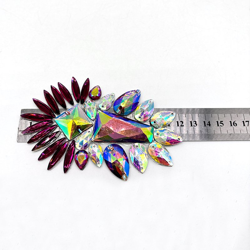 Carnival DIY Iron-On Shiny Resin Gem Trimming Chain Hot Fix Rhinestone Applique Patches For Costumes Accessories