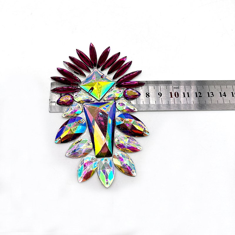 Carnival DIY Iron-On Shiny Resin Gem Trimming Chain Hot Fix Rhinestone Applique Patches For Costumes Accessories