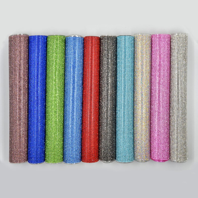 24*40cm Multicolor Hotfix Glass Rhinestone Trim Mesh Crystal Fabric Sheet Strass Ribbon Applique For DIY Dress Jewelry Crafts