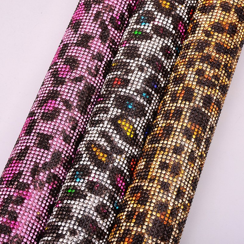24*40cm Multicolor Hotfix Glass Rhinestone Trim Mesh Crystal Fabric Sheet Strass Ribbon Applique For DIY Dress Jewelry Crafts