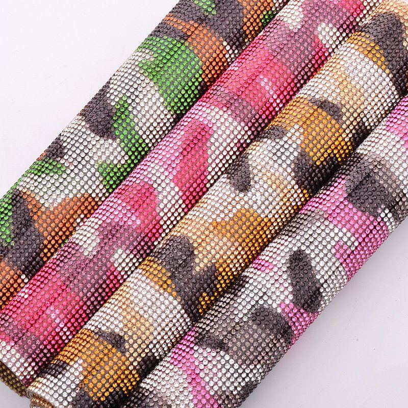 24*40cm Multicolor Hotfix Glass Rhinestone Trim Mesh Crystal Fabric Sheet Strass Ribbon Applique For DIY Dress Jewelry Crafts