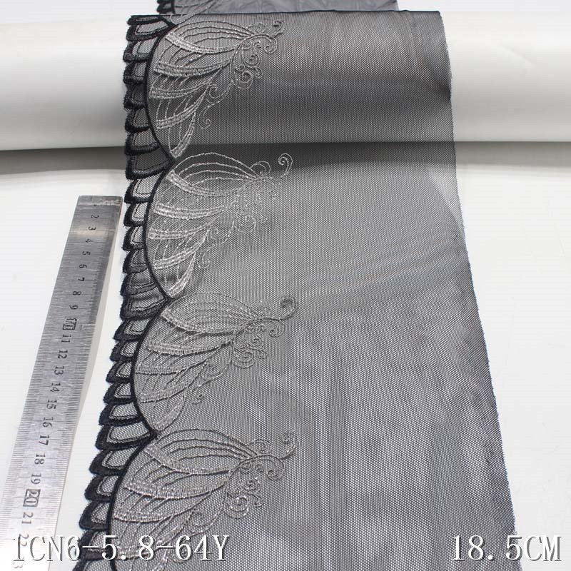 Wholesale Black Tulle Embroidery Lace Fabric Fancy Flower Laces Trim for Women