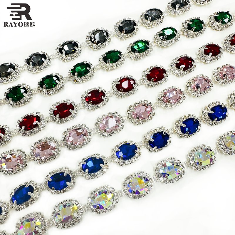 New Fashion Clear Crystal Strass Close Rhinestone Tassels Fringe Trim and Sew-On for Wedding Dress Garments