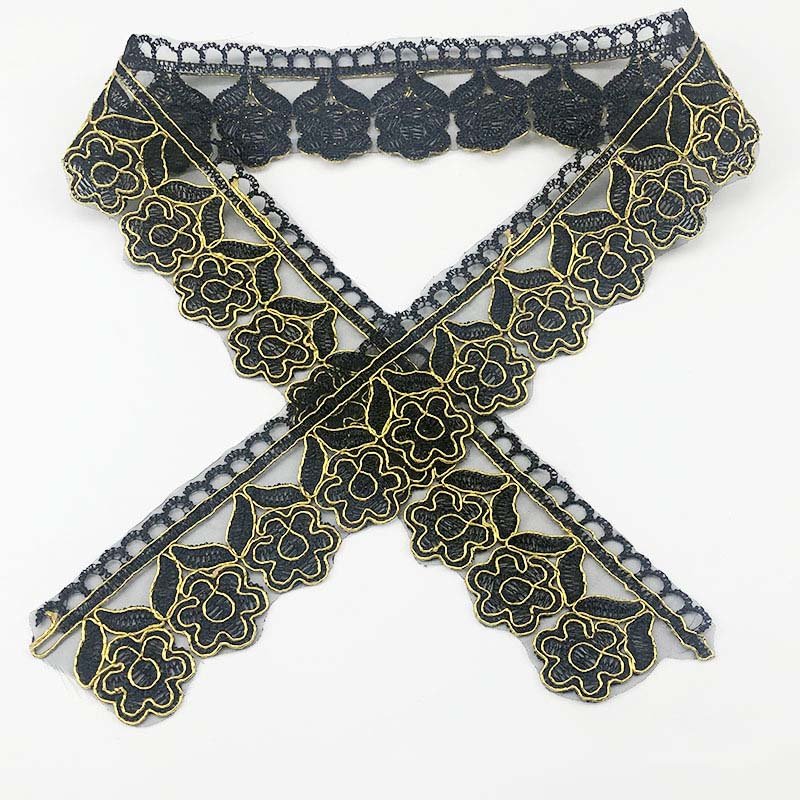diy clothes accessories carbone gold lace trims water soluble fabric ribbon costume dress decorative flower embroidery trimming