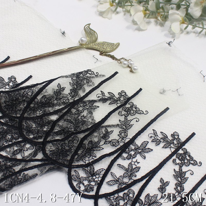 wholesale high quality beautiful customized pattern underwear accessories 22cm embroidered mesh nude lace trim