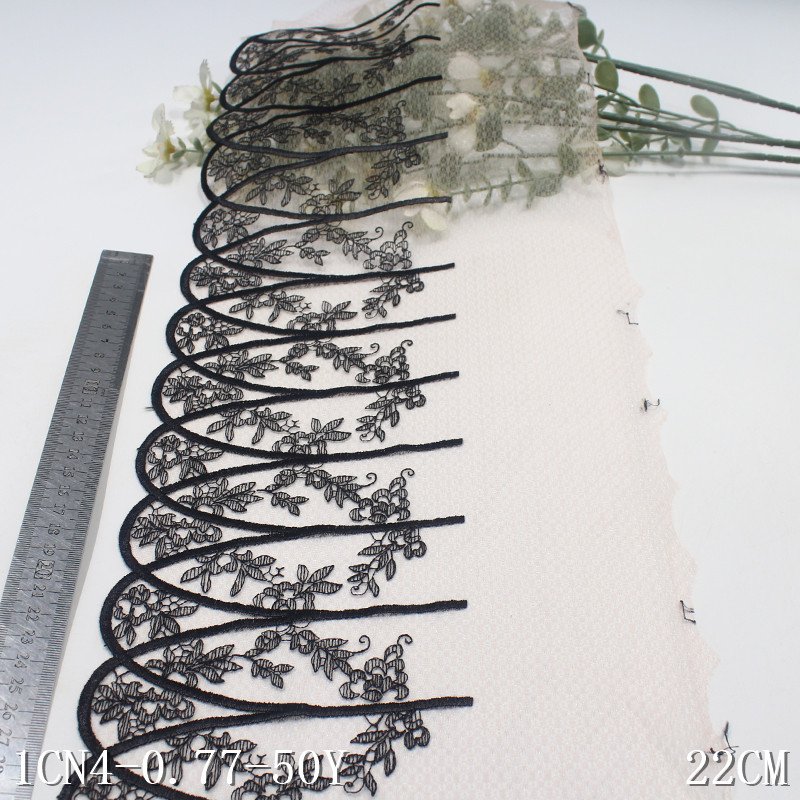 wholesale high quality beautiful customized pattern underwear accessories 22cm embroidered mesh nude lace trim