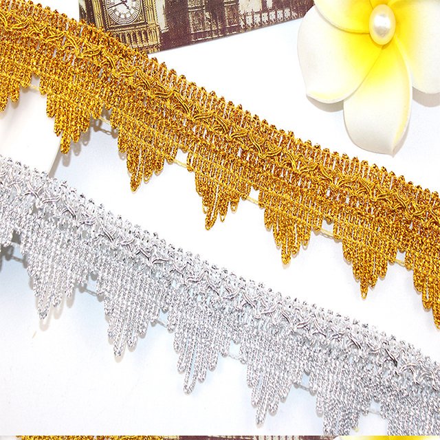 Factory Supply Luxury Guipure Lace Trim Retro Embroidery Lace Trim Gold Lace Trim
